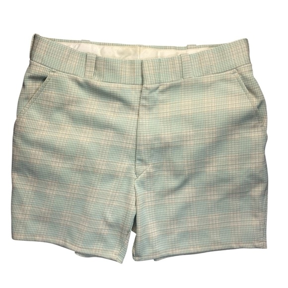 Vintage Kentfield Mint Green Plaid Shorts Men’s 36 100% Polyester. - Picture 1 of 11